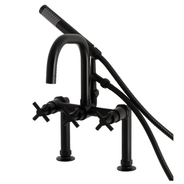 Aqua Vintage AE8400DX Deck Mount Clawfoot Tub Faucet, Matte Black AE8400DX